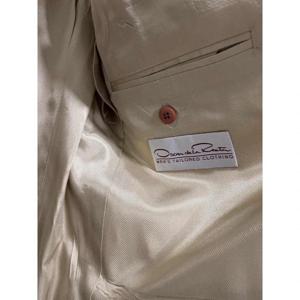 Oscar De La Renta Cream Off White Two Button Blazer / 100% SILK / Men's 40 R
